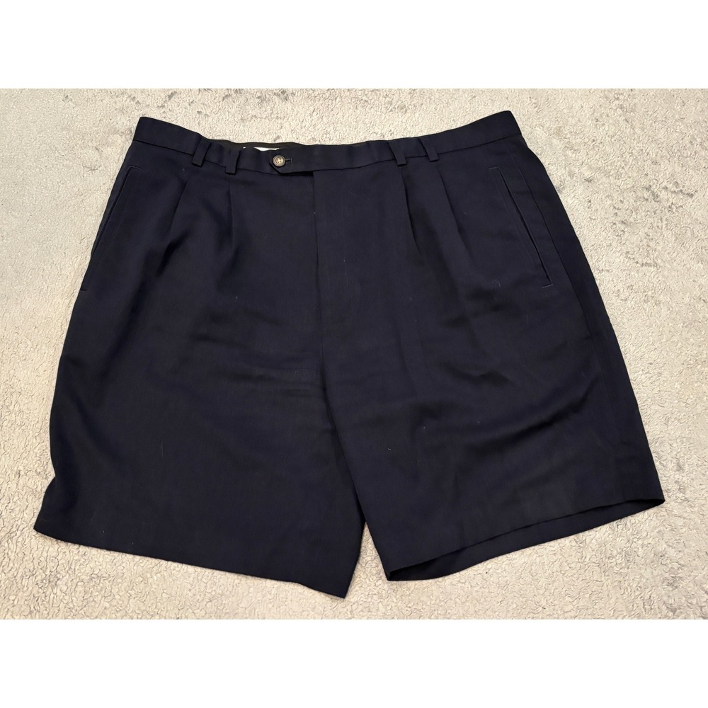 Cutter & Buck Mens Navy Blue Pleated Golf Dress Shorts Size 40 Polyester Rayon